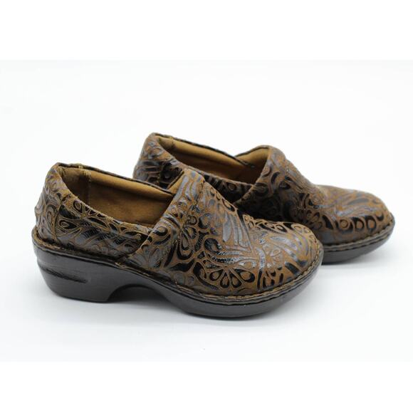 BOC Born Concepts brown paisley printed leather clogs womens 7.5 workwear nurse - Picture 1 of 8